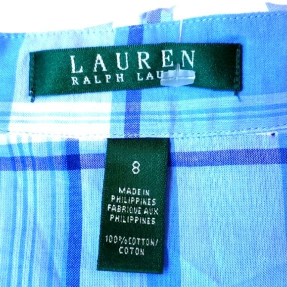 NWT Ralph Lauren lite blue plaid peplum blouse 8 - Picture 6 of 11